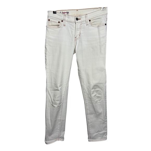 Red Engine Hotrod White Skinny Jeans Contrast Stitching Size 25 Made in USA - Picture 2 of 10